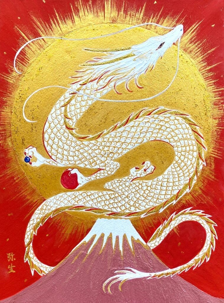 No.9 原画 龍神様 開運 絵画 龍神 金運 白龍 風水の通販 by YUU 